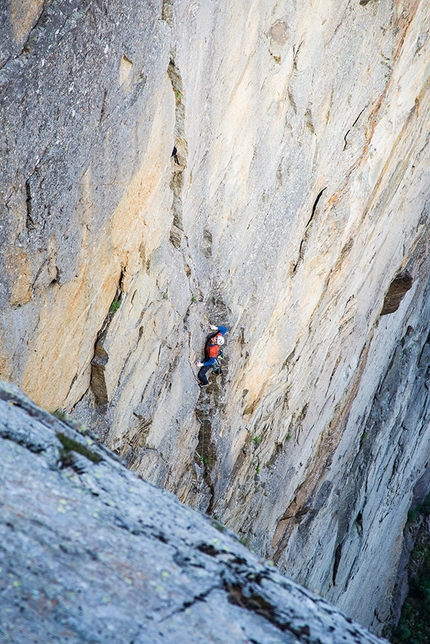 Preikestolen, Pulpit rock, Norvegia, arrampicata,  - Jon Egil Auestad e Øyvind Salvesen durante la prima salita di #Norwegianstyle (200m, 7a+), Preikestolen, Norvegia