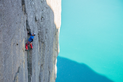 Preikestolen, Pulpit rock, Norvegia, arrampicata,  - Jon Egil Auestad e Øyvind Salvesen durante la prima salita di #Norwegianstyle (200m, 7a+), Preikestolen, Norvegia