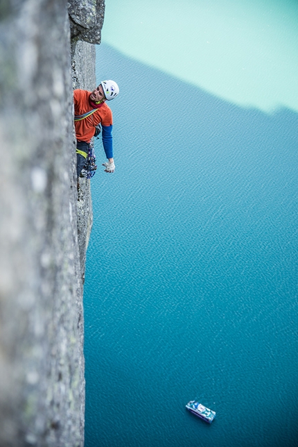 Preikestolen, Pulpit rock, Norway, climbing - Jon Egil Auestad and Øyvind Salvesen making the first ascent of #Norwegianstyle (200m, 7a+), Preikestolen, Norway