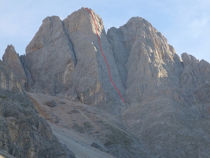 Torre del Formenton, Val Fredda, Dolomites - Occhi d’acqua (7b, 210m, Marco Bozzetta, Costante Carpella 09/2015), Torre del Formenton, Dolomites