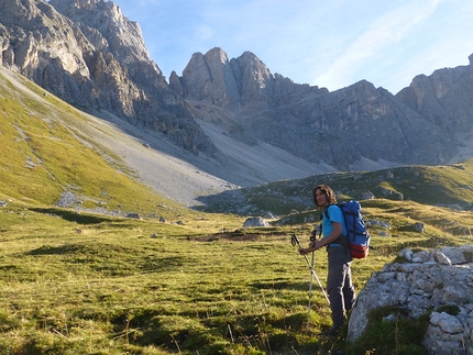 Torre del Formenton, Val Fredda, Dolomites - Occhi d’acqua (7b, 210m, Marco Bozzetta, Costante Carpella 09/2015), Torre del Formenton, Dolomites