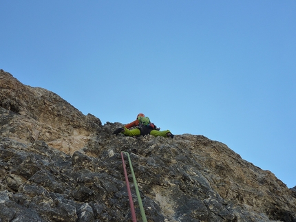 Doctor Scintilla, Piz Ciavazes, Gruppo del Sella - Dolomiti, Ivo Ferrari - Durante una ripetizione della via Doctor Scintilla (350m, max 7°-), Piz Ciavazes