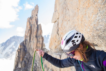 Caroline Ciavaldini, Voie Petit, Grand Capucin, Mont Blanc - Caroline Ciavaldini attempting the Voie Petit on Grand Capucin in 2015