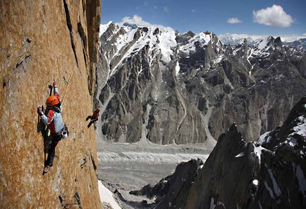 Eternal Flame, Nameless Tower, Trango, Karakorum, Pakistan - Alexander climbing the new variation on Eternal Flame, Nameless Tower, Trango, Karakorum, Pakistan