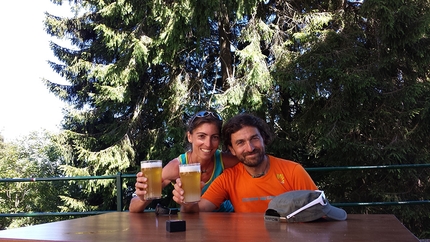 Sigaro Dones, Grignetta, Torvagando for Nepal - Annalisa Fioretti e Gianpietro Todesco dopo la ripetizione della via Rizieri, Sigaro Dones, Grignetta