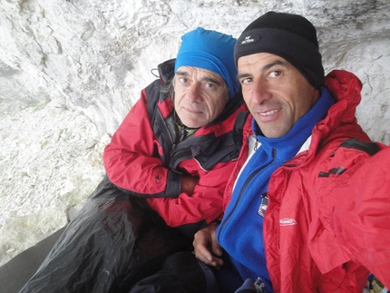 Roberto Iannilli, Luca D'Andrea - Roberto Iannilli e Luca D'Andrea al Bivacco al Nido del Sole, Farfalla, Gran Sasso