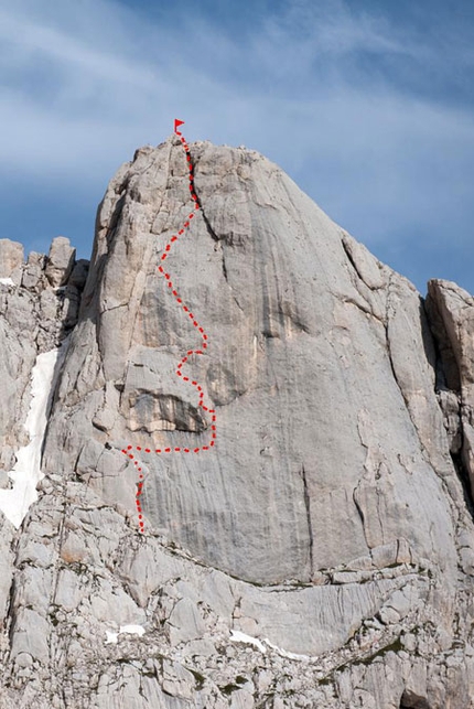 Gran Sasso d'Italia - Tracciato via Di Federico - De Luca al Monolito parete Est del Corno Piccolo