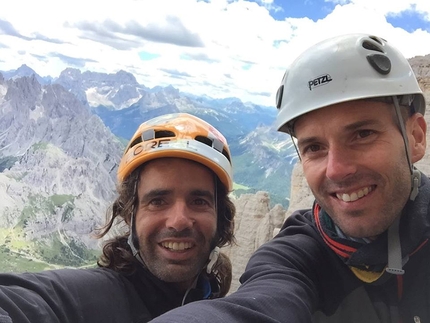 Tre Cime Di Lavaredo, Dolomiti, Urko Barandiaran, Juan Antonio Bellido Ramos - Urko Carmona Barandiaran e Juan Antonio Bellido Ramos durante la ripetizione della Via Dülfer, Cima Grande, Tre Cime Di Lavaredo, Dolomiti