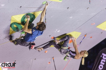 Lead World Cup 2016, Briançon - Romain Desgranges and Tjasa Kalan competing in the third stage of the Lead World Cup 2016 at Briançon