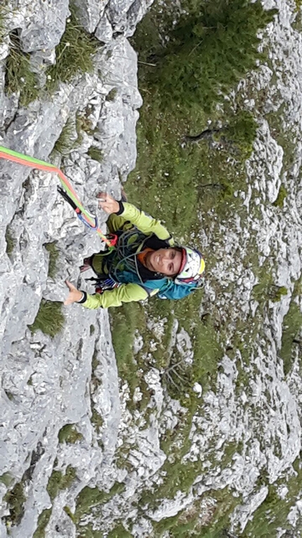 Torvagando for Nepal, Annalisa Fioretti, Gianpietro Todesco - Torre Grande di Falzarego, Via Dibona:  Annalisa Fioretti in azione