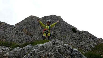 Torvagando for Nepal, Annalisa Fioretti, Gianpietro Todesco - Torre Grande di Falzarego, Via Dibona: Annalisa Fioretti, Gianpietro Todesco, namaste