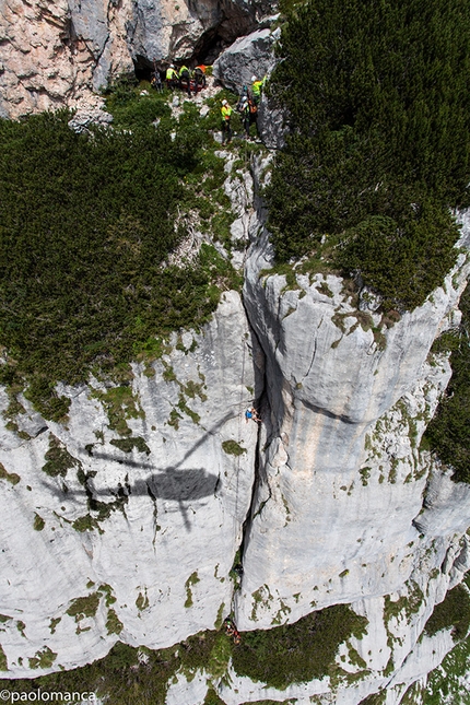 Nevee Outdoor Festival 2016 - Durante il primo Nevee Outdoor Festival a a Sella Nevea: esercitazione di soccorso in parete