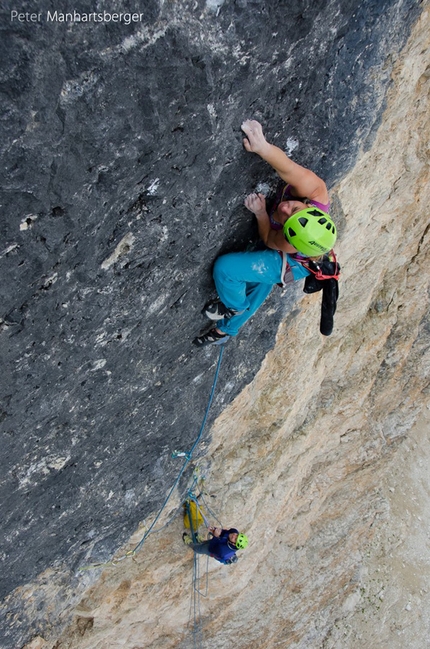 Bramosia Scura, Cima Vallon, Sella, Dolomiti - Sulla via Bramosia Scura, Cima Vallon, Sella, Dolomiti