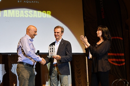 Arco Rock Legends 2016 - Arco Rock Legends 2016: Giovanni Amistadi (Aquafil), Marco Scolaris (IFSC President) e Kay Rush