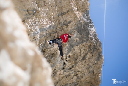 Stube, Val di Lando, Dolomiti - In arrampicata nella falesia Stube, Val di Lando, Dolomiti