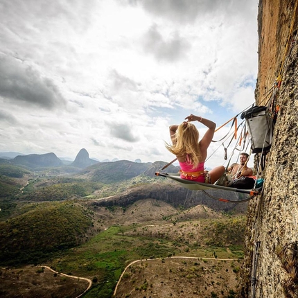 Sasha Di Giulian, Felipe Camargo, Pedra Riscada, Brazil - Sasha Di Giulian and Felipe Camargo making the first free ascent 'Planeta dos Macacos' (8a+, 650m) Pedra Riscada, Brazil