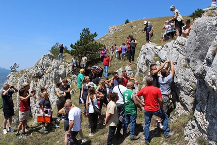 Rifugio Federico Martinelli, Pizzoli - Durante la deposizione della targa il 12 Luglio 2015 in memoria di Federico Martinelli