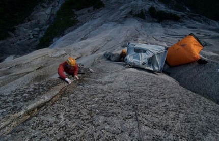 Cochamo Valley - Ivan Tresch on the 7c crux pitch.