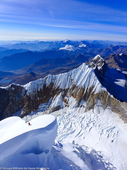 Siula Grande, Peru, Max Bonniot, Didier Jourdain - During the first ascent of the East Pillar and SE Ridge of Siula Grande, Peru (Max Bonniot, Didier Jourdain 08/2016)