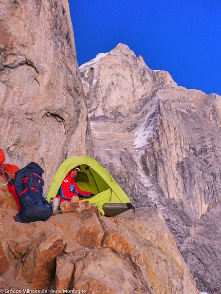 Siula Grande, Peru, Max Bonniot, Didier Jourdain - The second bivouac, during the first ascent of the East Pillar and SE Ridge of Siula Grande, Peru (Max Bonniot, Didier Jourdain 08/2016)