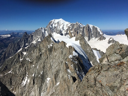 Denis Trento, Cresta di Rochefort, Grandes Jorasses, Monte Bianco - Denis Trento e la Cresta di Rochefort e la traversata delle Grandes Jorasses durante il primo tentativo del 24/08/2016