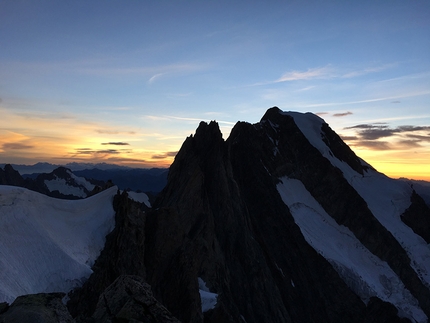 Denis Trento, Cresta di Rochefort, Grandes Jorasses, Monte Bianco - Denis Trento e la Cresta di Rochefort e la traversata delle Grandes Jorasses durante il secondo tentativo del 03/09/2016