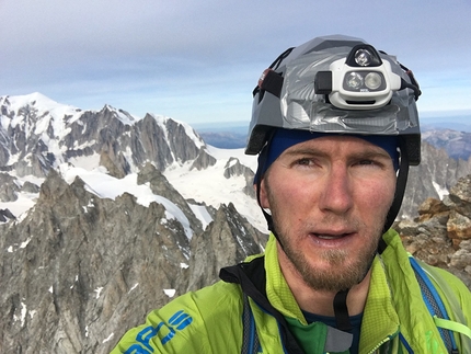 Denis Trento, Cresta di Rochefort, Grandes Jorasses, Monte Bianco - Denis Trento e la Cresta di Rochefort e la traversata delle Grandes Jorasses durante il secondo tentativo del 03/09/2016