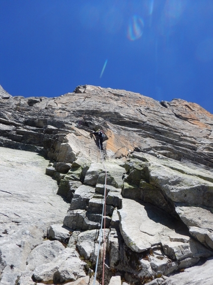 Pizzo d'Andolla, Marco Bagliani, Pierluigi Maschietto, Giovanni Pagnoncelli, Edoardo Polo, Marcello Sanguineti - Durante l'apertura della via 'Lorenzo Marani' il 16-17 luglio 2016 sulla parete est di Pizzo d'Andolla