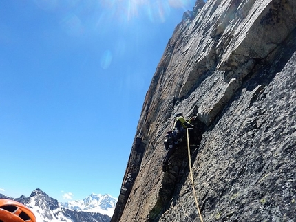 Pizzo d'Andolla, Marco Bagliani, Pierluigi Maschietto, Giovanni Pagnoncelli, Edoardo Polo, Marcello Sanguineti - Durante l'apertura della via 'Lorenzo Marani' il 16-17 luglio 2016 sulla parete est di Pizzo d'Andolla