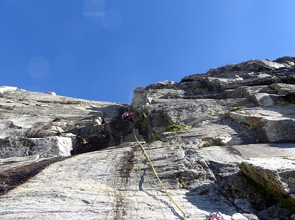 Pizzo d'Andolla, Marco Bagliani, Pierluigi Maschietto, Giovanni Pagnoncelli, Edoardo Polo, Marcello Sanguineti - Durante l'apertura della via 'Lorenzo Marani' il 16-17 luglio 2016 sulla parete est di Pizzo d'Andolla