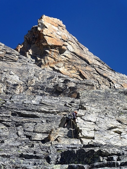 Pizzo d'Andolla, Marco Bagliani, Pierluigi Maschietto, Giovanni Pagnoncelli, Edoardo Polo, Marcello Sanguineti - Durante l'apertura della via 'Lorenzo Marani' il 16-17 luglio 2016 sulla parete est di Pizzo d'Andolla