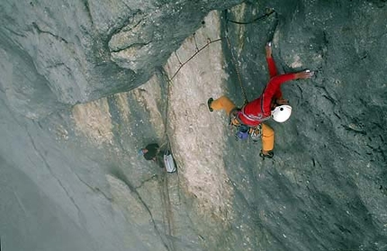 Pietro Dal Prà, Marmolada, Dolomiti - Pietro Dal Prà prima salita in libera della Via della Cattedrale, Marmolada, Dolomiti