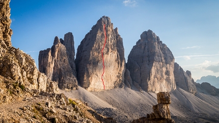 Spanish route, Cima Grande di Lavaredo, Tre Cime di Lavaredo, Dolomites - The line of the Spanish route, Cima Grande di Lavaredo, Dolomites