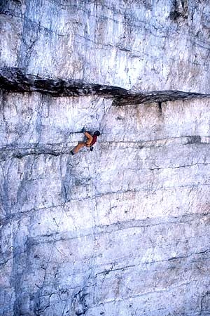 Mauro Bole, Spanish Route, Tre Cime di Lavaredo, Dolomites - Mauro Bubu Bole climbing the Spanish Route, Tre Cime di Lavaredo, Dolomites