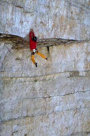 Mauro Bole, Spanish Route, Tre Cime di Lavaredo, Dolomites - Mauro Bubu Bole climbing the Spanish Route, Tre Cime di Lavaredo, Dolomites