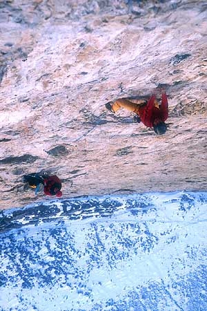 Mauro Bole, Spanish Route, Tre Cime di Lavaredo, Dolomites - Mauro Bubu Bole climbing the Spanish Route, Tre Cime di Lavaredo, Dolomites