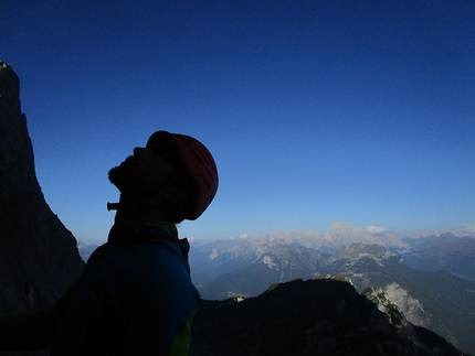 W Mexico Cabrones, Civetta, Dolomiti, Giovanni Zaccaria, Matteo Baù, Christian Sega - Matteo Baù, Christian Sega e Giovanni Zaccaria durante la ripetizione di 'W Mejico Cabrones' sulla parete nord-ovest del Civetta, Dolomiti