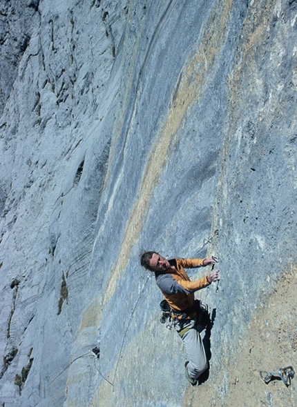 Wenden - Jörg Andreas and Felix Neumärker climbing Zahir+ 8c at the Wendenstöcke, Switzerland.