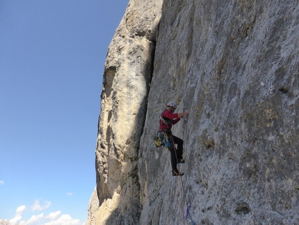 Via Giove, un altro gioiellino d'arrampicata di Heinz Grill & Co in Vallaccia, Dolomiti