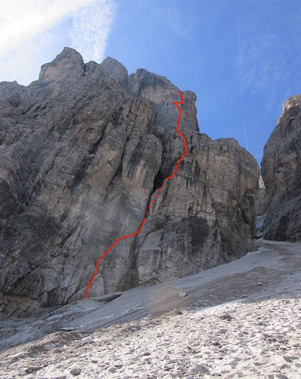 Cima Tosa, Dolomiti di Brenta, Paolo Baroldi, Filippo Mosca, Francesco Salvaterra - Pilastro Nord, Cima Tosa, Dolomiti di Brenta (VI-, 700m, Paolo Baroldi, Filippo Mosca, Francesco Salvaterra 09/2016)