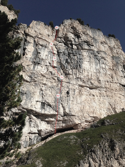 Black Pearl, Val Lunga, Dolomiti, Florian Riegler, Martin Riegler - Florian Riegler e Martin Riegler durante la prima libera di Black Pearl (8a+, 170m), Val Lunga, Dolomiti