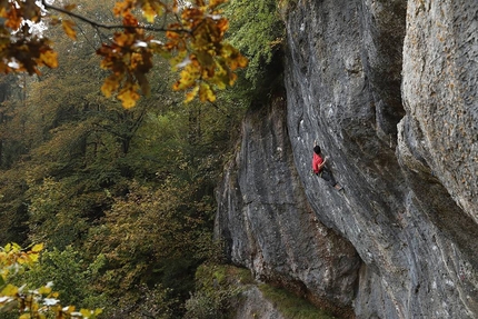 Dai Koyamada, Alexander Megos and Daniel Jung find Frankenjura friction