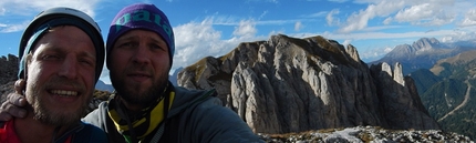 Via dei Balotini, Torre Argentina, Vallaccia, Dolomiti, Enrico Geremia, Nicolò Geremia - During the first ascent of  'Via dei Balotini' up Torre Argentina, Vallaccia, Dolomites