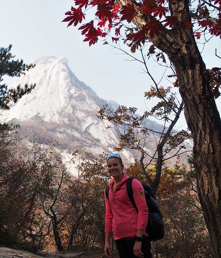 Petra Klingler, South Korea, climbing, Mudeungsan Bouldering Festival - Petra Klinger climibng 'Villa' at In Su Bong in South Korea