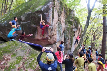 Petra Klingler, South Korea, climbing, Mudeungsan Bouldering Festival - Petra Klinger taking part in the Mudeungsan Bouldering Festival in South Korea