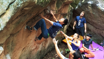 Petra Klingler, Sud Corea, arrampicata, Mudeungsan Bouldering Festival - Durante il Mudeungsan Bouldering Festival in Sud Corea