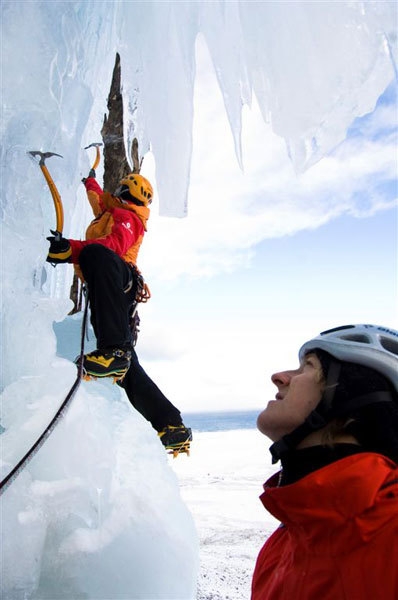 Iceland ice climbing expedition 2007 - Albert Leichtfried and Markus Bendler climbing  