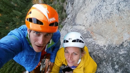 Yosemite, El Capitan, Katharina Saurwein, Jorg Verhoeven - Katharina Saurwein and Jorg Verhoeven climbing Final Frontier, Yosemite