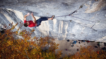 Ralf Grabowski, Kochel, Germany - Ralf Grabowski making the first ascent of 'Walk the plank' 9a at Rockywand, Kochel, Germany