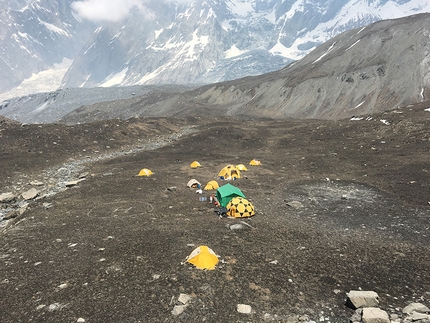 Annapurna III, David Lama, Hansjörg Auer, Alex Blümel - Basecamp of the 2016 Annapurna III expedition in Nepal on May 5, 2015